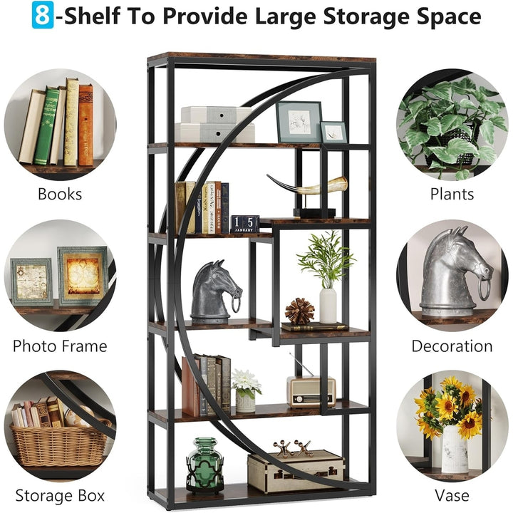 Tribesigns Industrial 5-Tier Etagere Bookcase, 70.8" Tall Bookshelf with 8 Open Storage Shelf, Book Shelf Display Tack Image 6