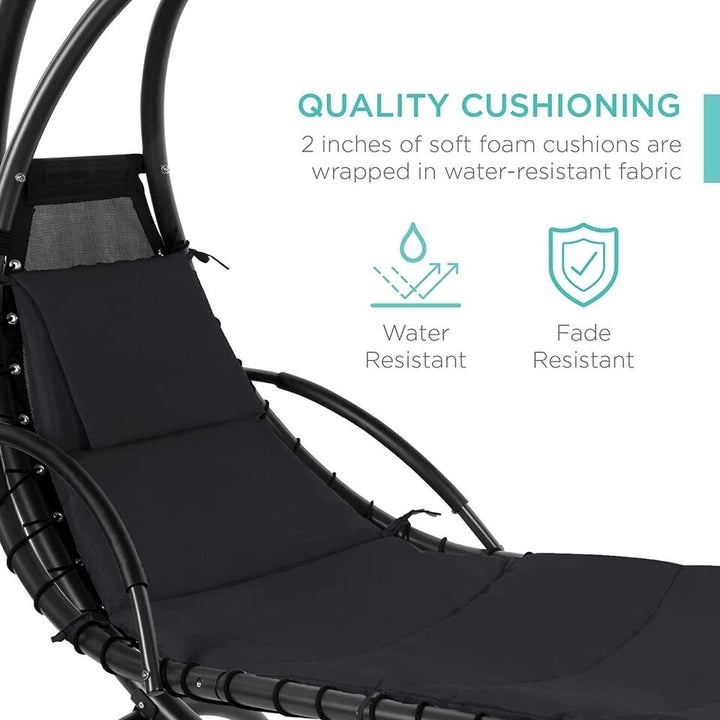 C - Shape Reclining Chaise Lounge Chair Beach Bed Garden Patio Cushioned With Umbrella Image 5