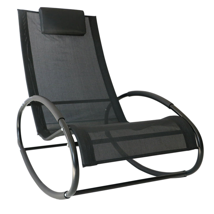 Zero Gravity Rocking Chair Wavy Patio Lounge Chair for Indoor Outdoor Garden Image 4