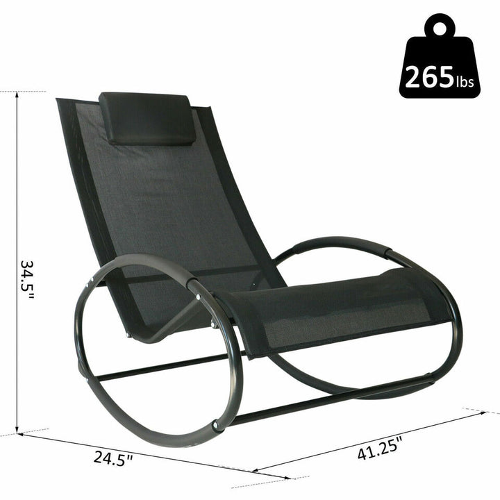 Zero Gravity Rocking Chair Wavy Patio Lounge Chair for Indoor Outdoor Garden Image 5