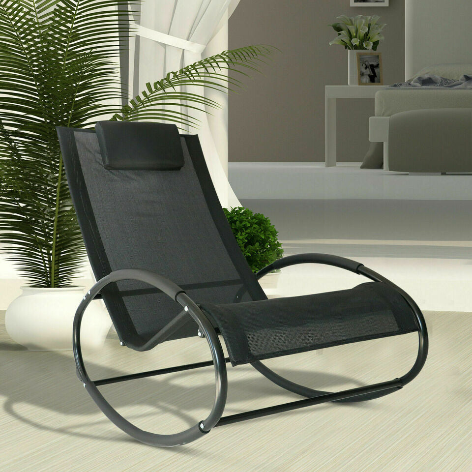 Zero Gravity Rocking Chair Wavy Patio Lounge Chair for Indoor Outdoor Garden Image 6