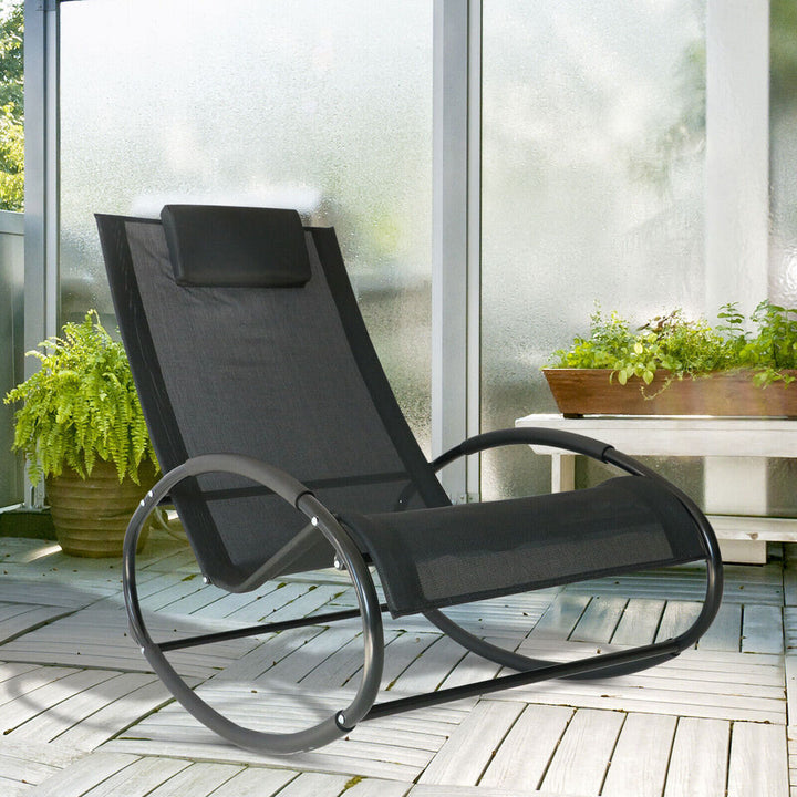 Zero Gravity Rocking Chair Wavy Patio Lounge Chair for Indoor Outdoor Garden Image 7