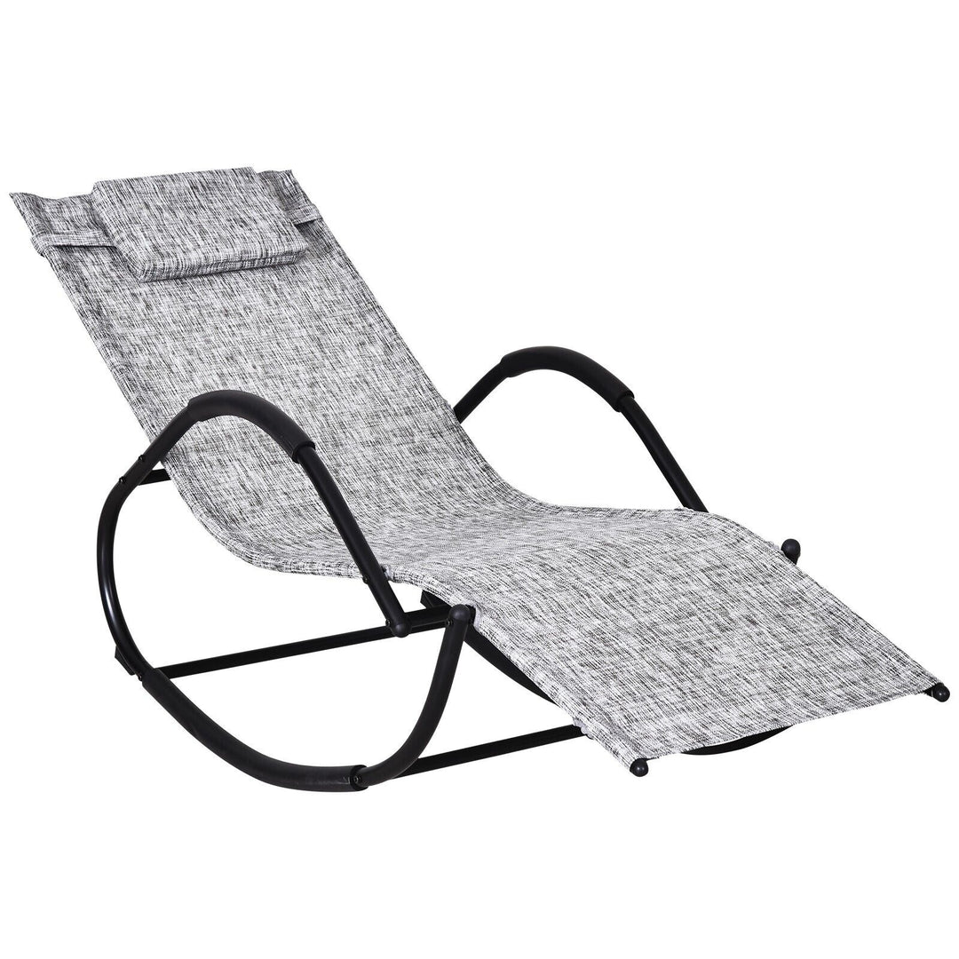 Rocking Chair, Patio Chaise Garden Sun Lounger Outdoor Steel Frame Image 1