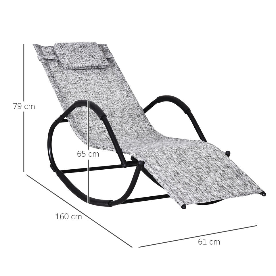 Rocking Chair, Patio Chaise Garden Sun Lounger Outdoor Steel Frame Image 2