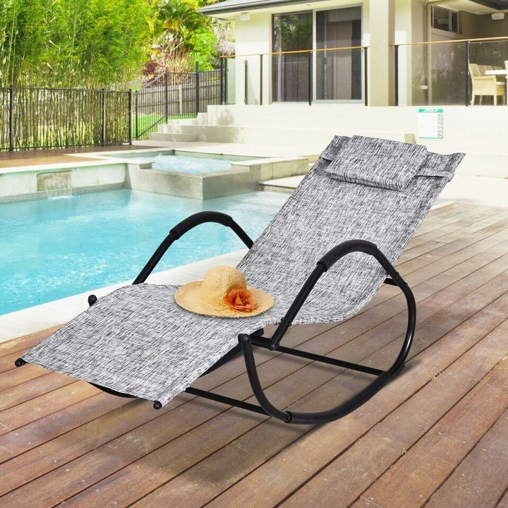 Rocking Chair, Patio Chaise Garden Sun Lounger Outdoor Steel Frame Image 3