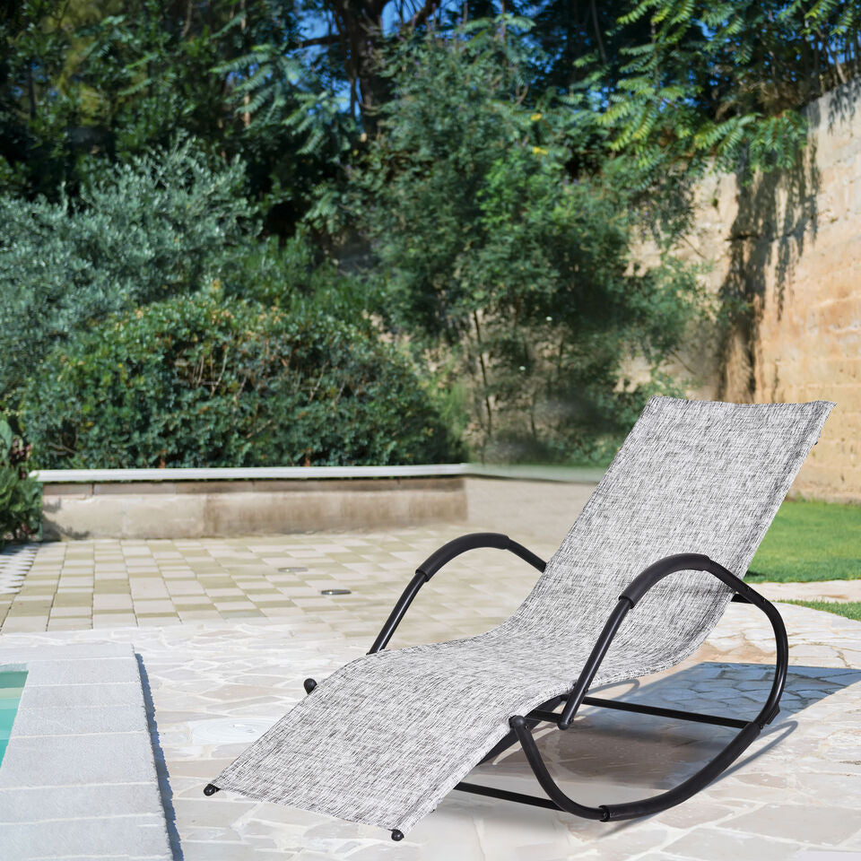 Rocking Chair, Patio Chaise Garden Sun Lounger Outdoor Steel Frame Image 4