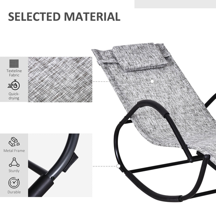 Rocking Chair, Patio Chaise Garden Sun Lounger Outdoor Steel Frame Image 7