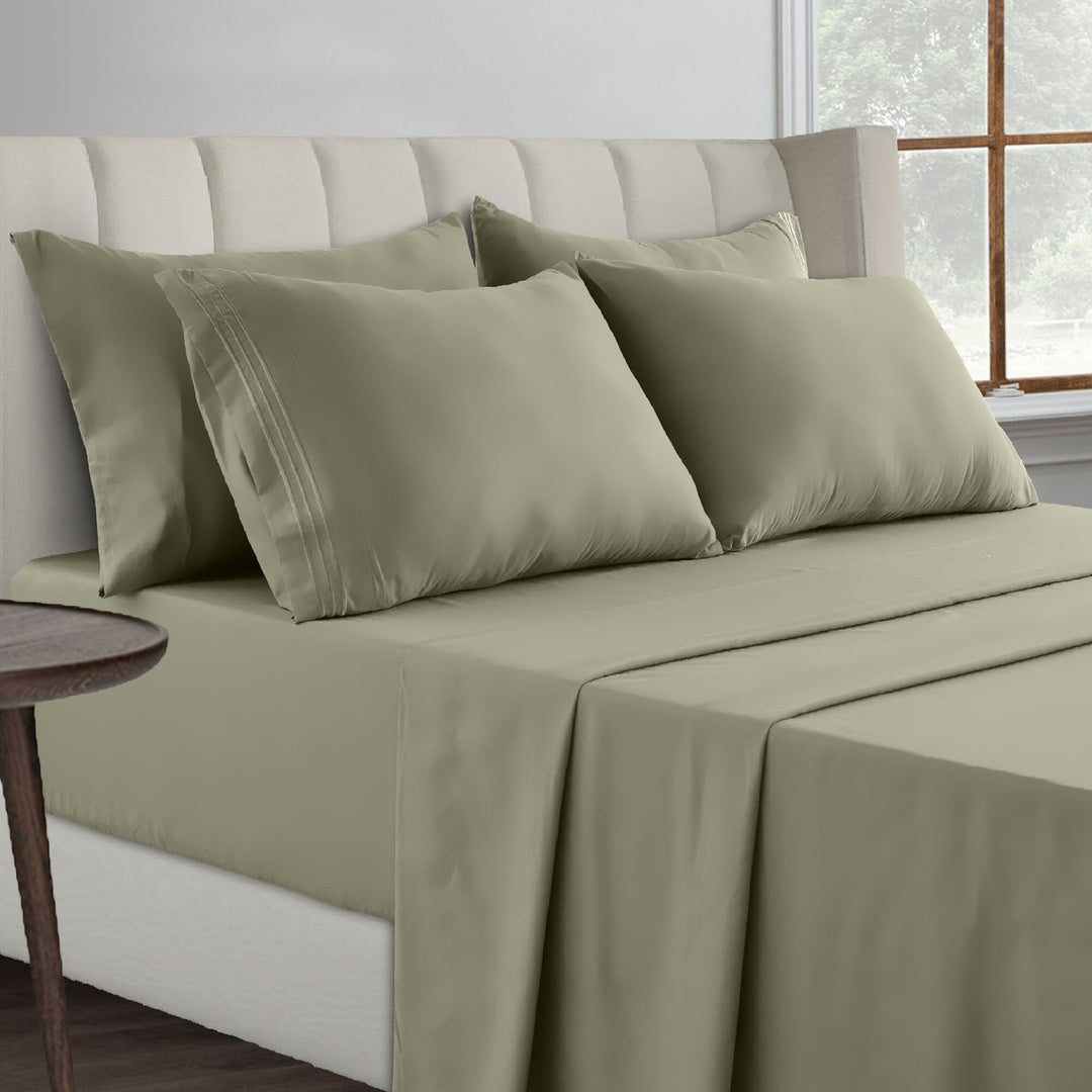 1800 Series Lux Decor Collection - HIGHEST QUALITY Brushed Microfiber - 4 Piece Embroidered Bed Sheet Set Image 4