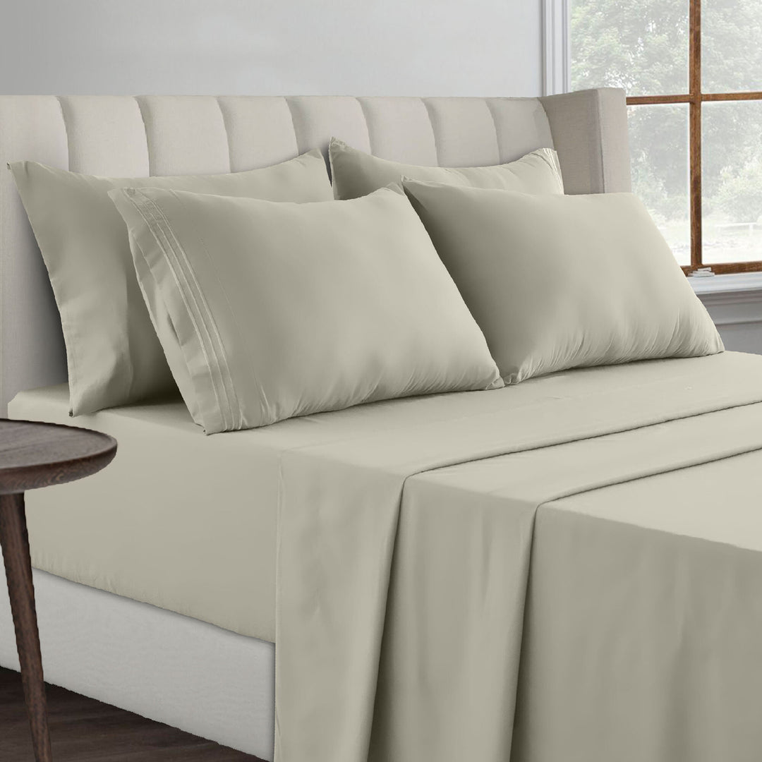 1800 Series Lux Decor Collection - HIGHEST QUALITY Brushed Microfiber - 4 Piece Embroidered Bed Sheet Set Image 1