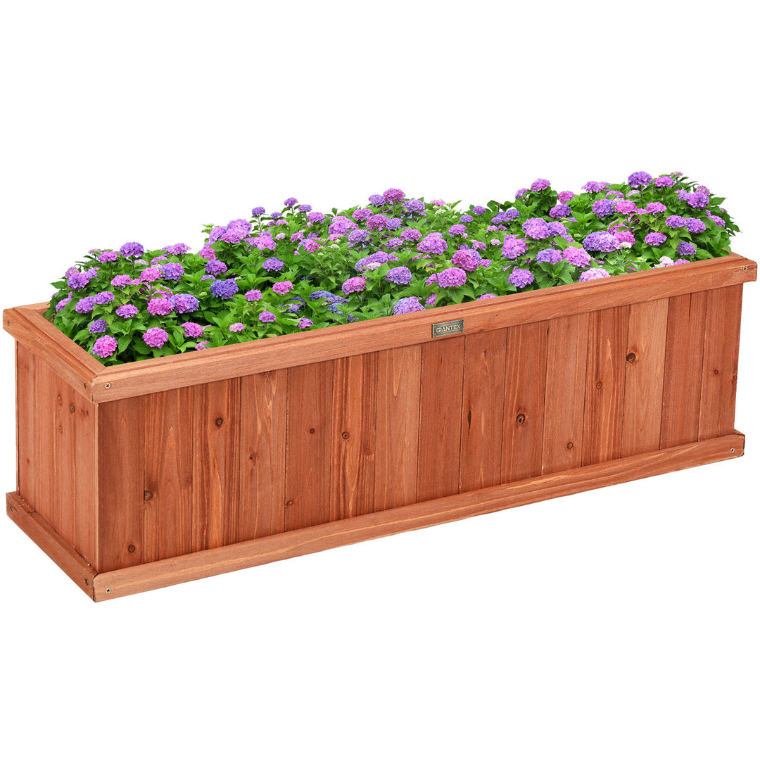 28/36/40 Inch Wooden Flower Planter Box Garden Yard Decorative Window Box Rectangular Image 6