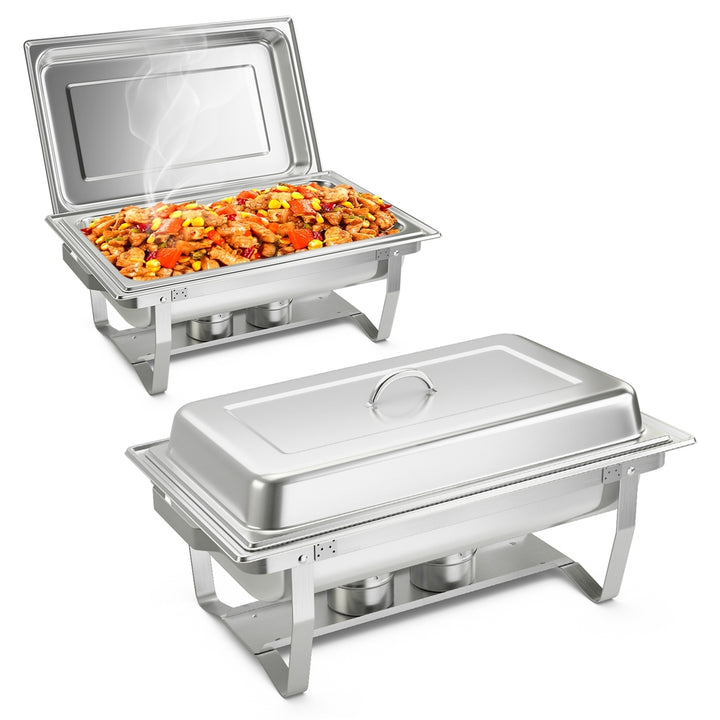 2 Packs Chafing Dish 9 Quart Stainless Steel Rectangular Chafer Full Size Buffet Image 1