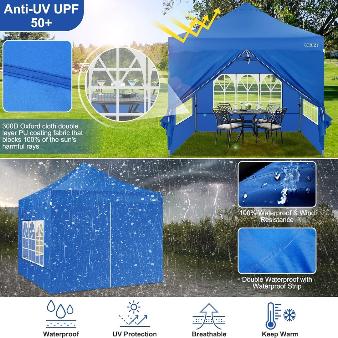 Tooluck 10x10 Pop up Canopy Commercial Heavy Duty Canopy Tent with 4 sidewalls Easy Up Outdoor Party Tent Instant Canopy Image 1