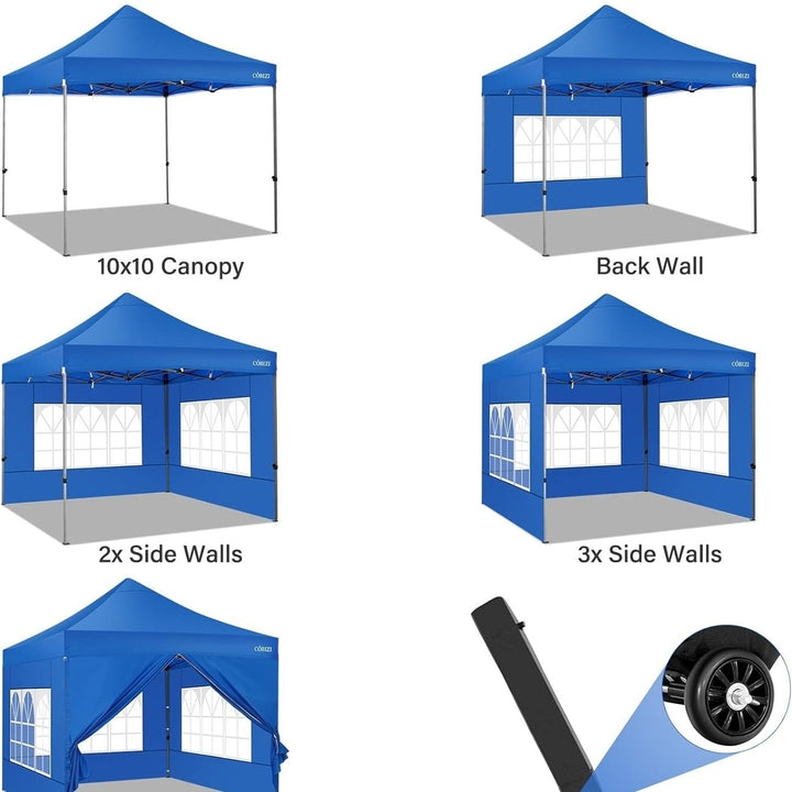 Tooluck 10x10 Pop up Canopy Commercial Heavy Duty Canopy Tent with 4 sidewalls Easy Up Outdoor Party Tent Instant Canopy Image 2