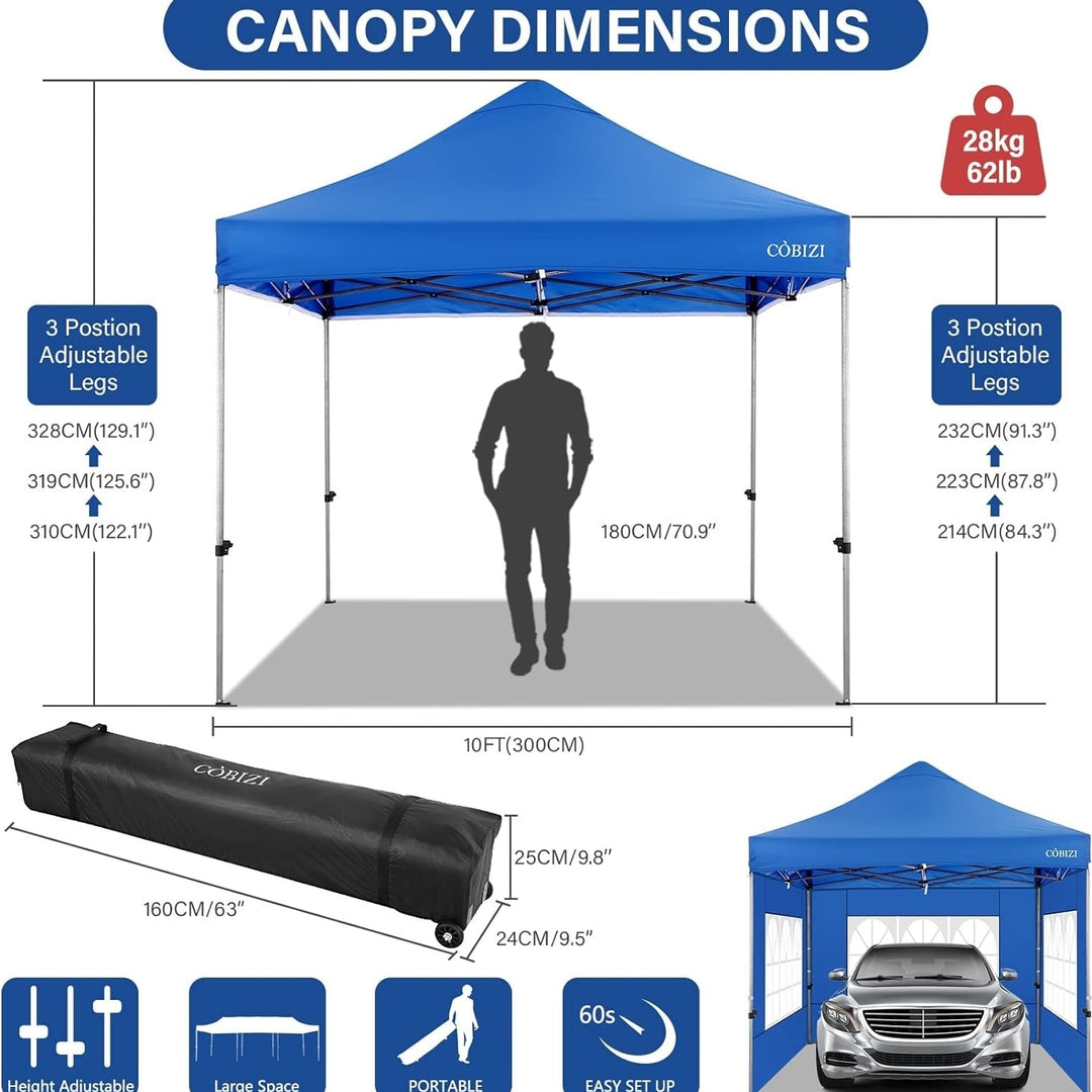 Tooluck 10x10 Pop up Canopy Commercial Heavy Duty Canopy Tent with 4 sidewalls Easy Up Outdoor Party Tent Instant Canopy Image 3