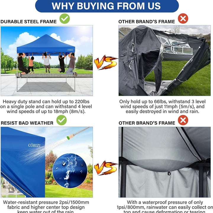 Tooluck 10x10 Pop up Canopy Commercial Heavy Duty Canopy Tent with 4 sidewalls Easy Up Outdoor Party Tent Instant Canopy Image 4