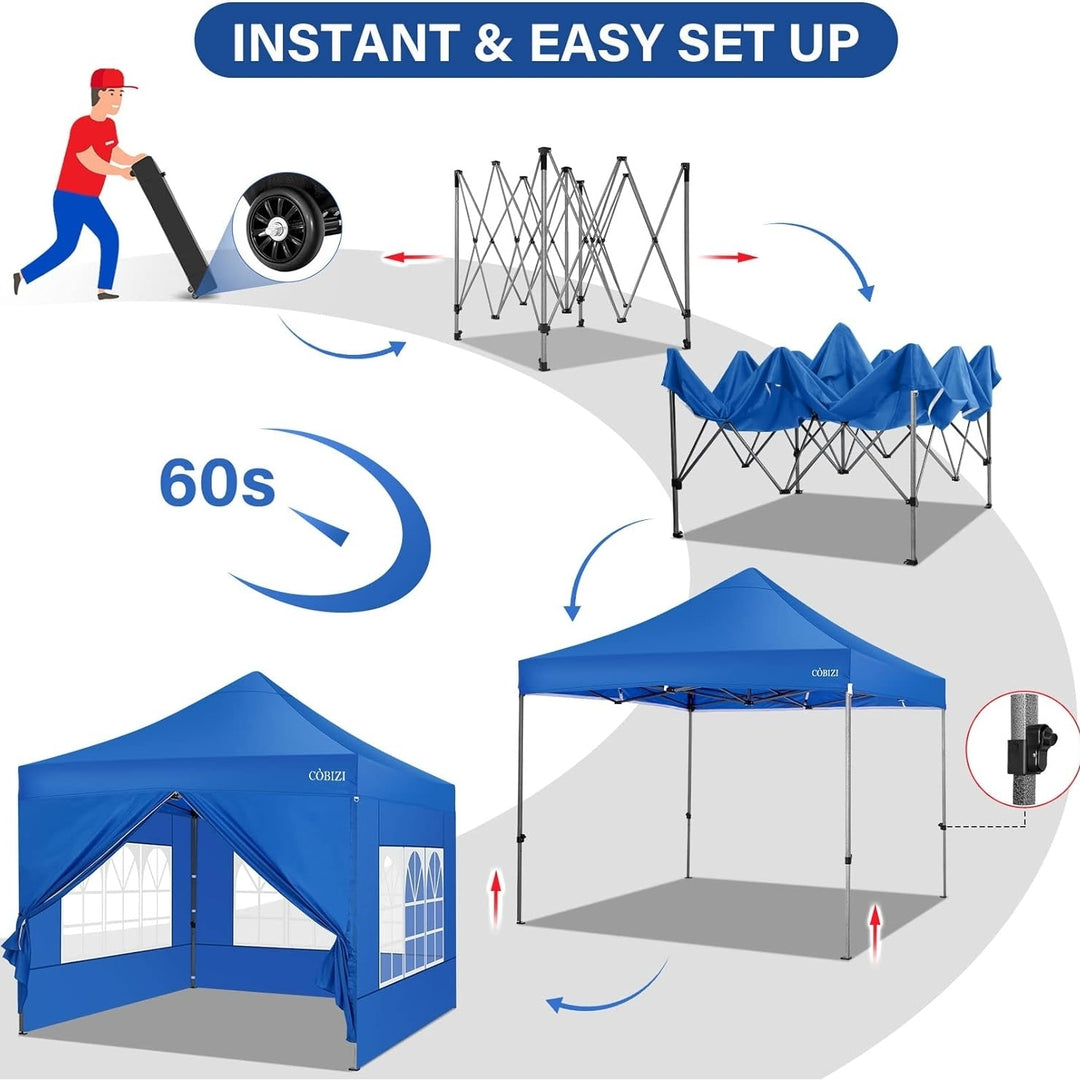 Tooluck 10x10 Pop up Canopy Commercial Heavy Duty Canopy Tent with 4 sidewalls Easy Up Outdoor Party Tent Instant Canopy Image 5