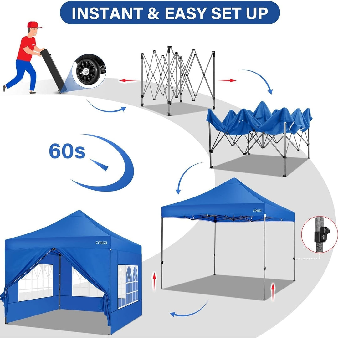 Tooluck 10x10 Pop up Canopy Commercial Heavy Duty Canopy Tent with 4 sidewalls Easy Up Outdoor Party Tent Instant Canopy Image 7