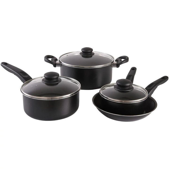 Mainstays 7 Piece Aluminum Non-Stick Dishwasher Safe Cookware Set Pots and Pans Black Image 4