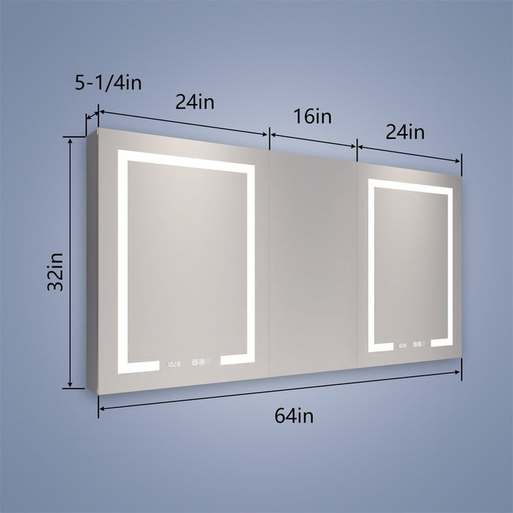 Boost-M2 64x32 Combination Medicine Cabinet with Mirror LED Light and Shelves Image 2