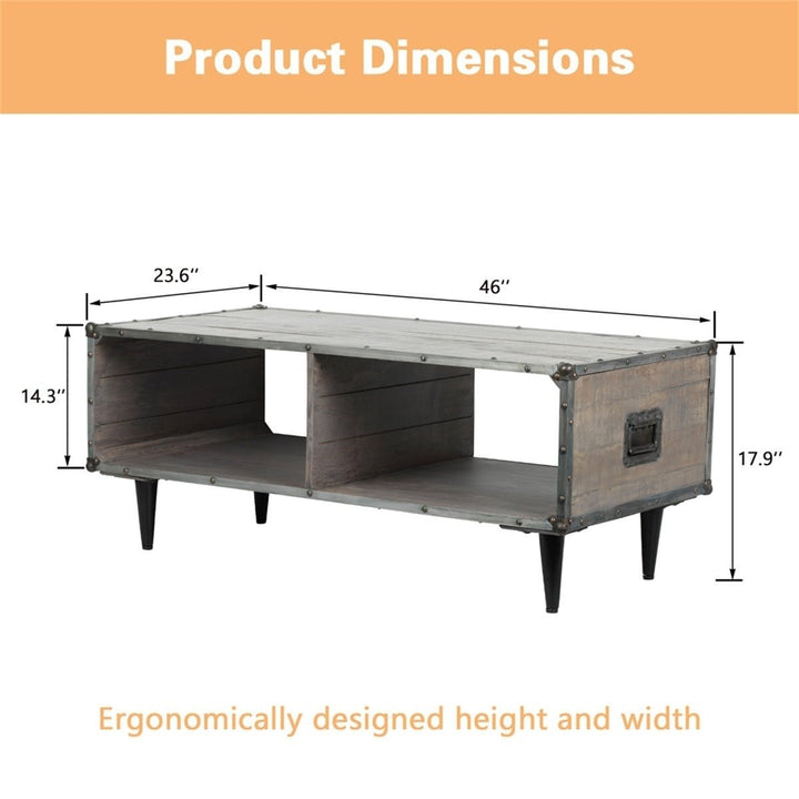 MangoLuxe 46 Inch Gray Wash Coffee Table with Storage Shelf Eco-Friendly Wood Image 2