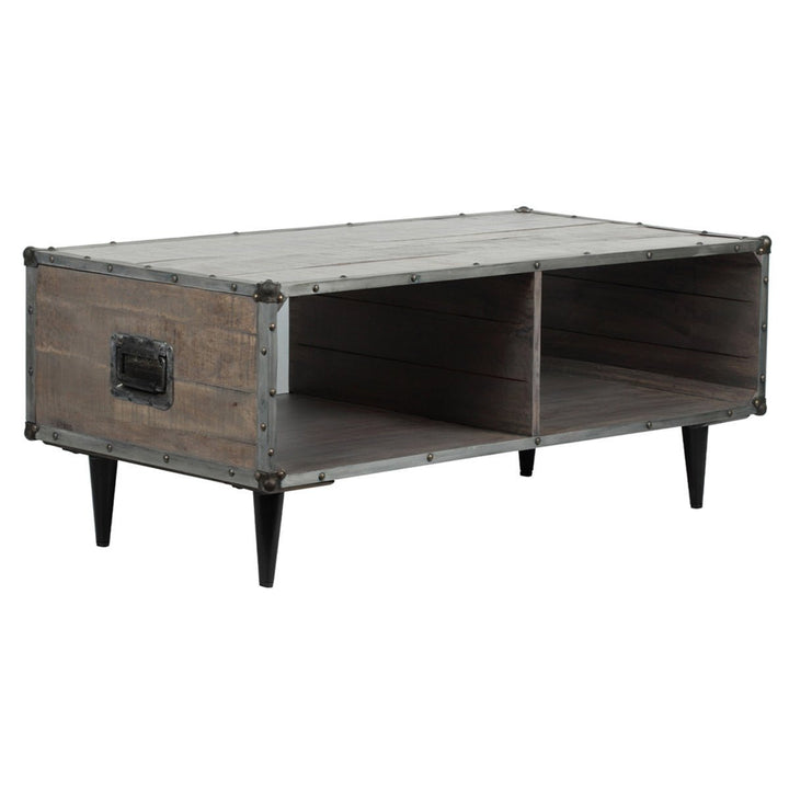 MangoLuxe 46 Inch Gray Wash Coffee Table with Storage Shelf Eco-Friendly Wood Image 6