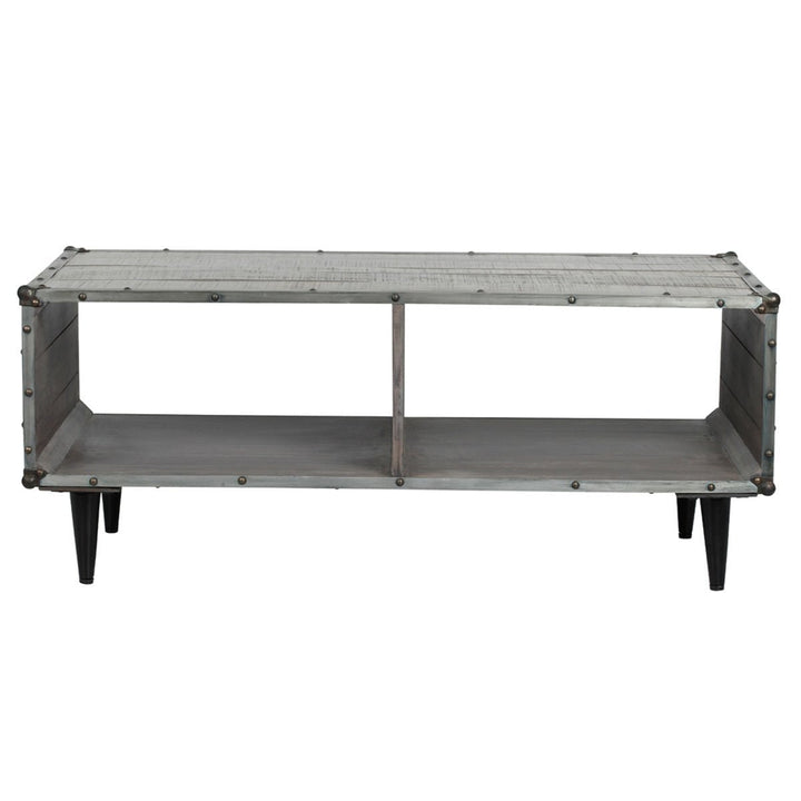 MangoLuxe 46 Inch Gray Wash Coffee Table with Storage Shelf Eco-Friendly Wood Image 7