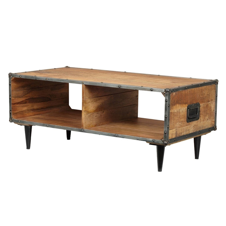 MangoLuxe Coffee Tables,46" Small Coffee Table with Storage Shelf,Modern Wood,Living Room,Reception Room,Rust Brown Image 5