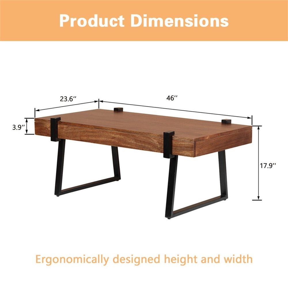 MangoLuxe Coffee Tables,46" Small Coffee Table,Modern Wood Coffee Table for Living Room, Office, Reception Room,Brown Image 2