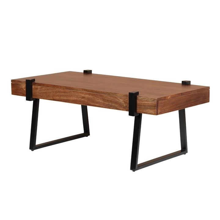 MangoLuxe 46" Coffee Table Brown Modern Wood Living Room Office Furniture Image 4