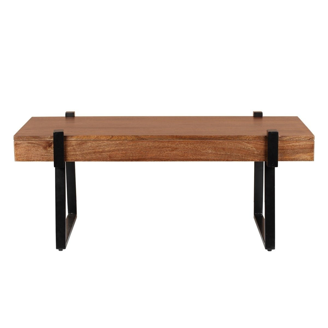 MangoLuxe 46" Coffee Table Brown Modern Wood Living Room Office Furniture Image 5