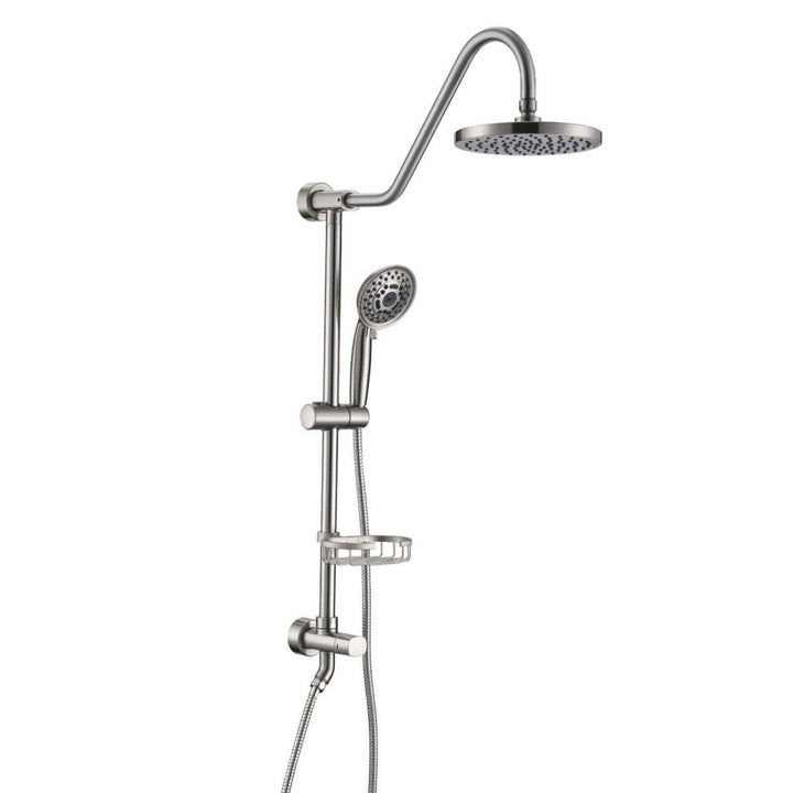 Exbrite Shower System Rain Showerhead Brushed Nickel 5 Spray Settings Adjustable Image 8