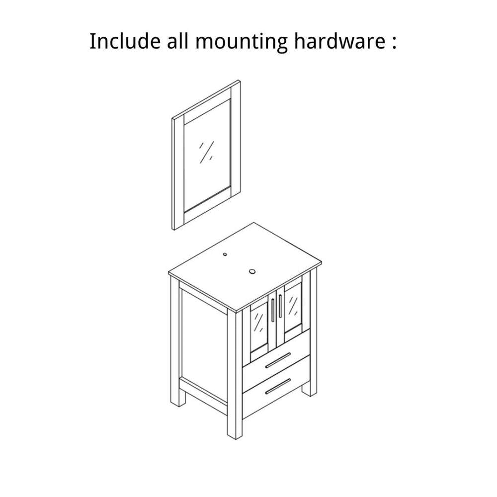 Exbrite 24 in.W x 19 in.D x 32.3 in.H White Wooden Minimalist Bathroom Cabinet Vanity with Mirrors,Two Floor Image 2