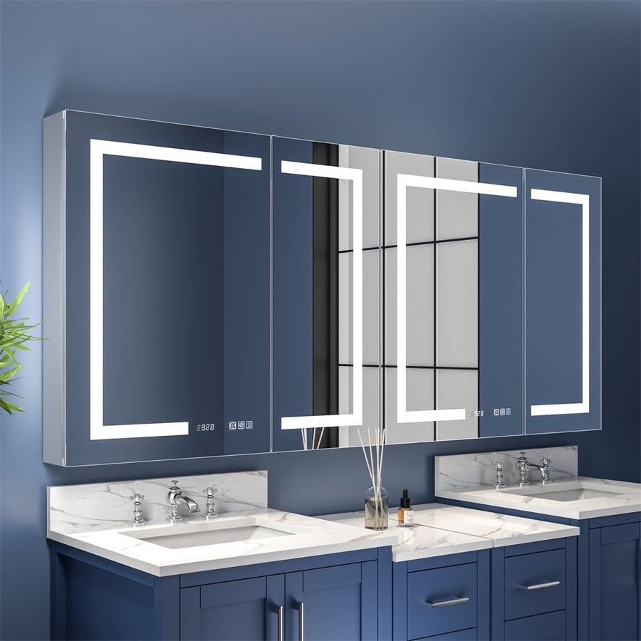 Boost-M2 72" W x 32" H Bathroom Narrow Light Medicine Cabinets with Vanity Mirror Recessed or Surface Image 1