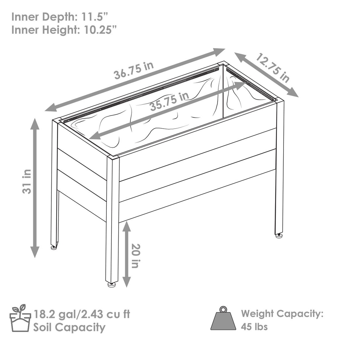 Sunnydaze Acacia Raised Garden Bed with Removable Planter - 31 " H - Gray Image 3