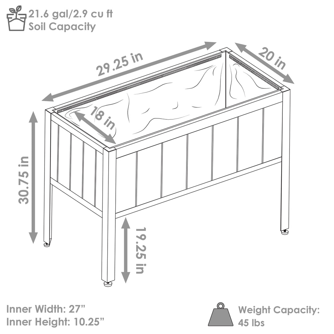 Sunnydaze Steel-Framed Acacia Raised Garden Bed - 30.75" H - Gray Image 3