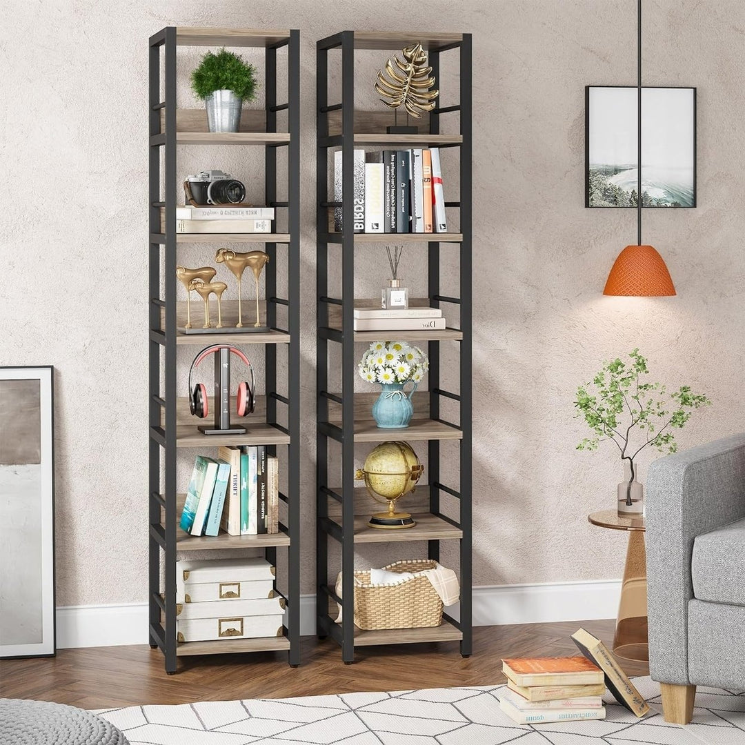 Tribesigns 6-Tier Corner Shelf 75in Tall Narrow Bookshelf Storage Rack Black Image 1