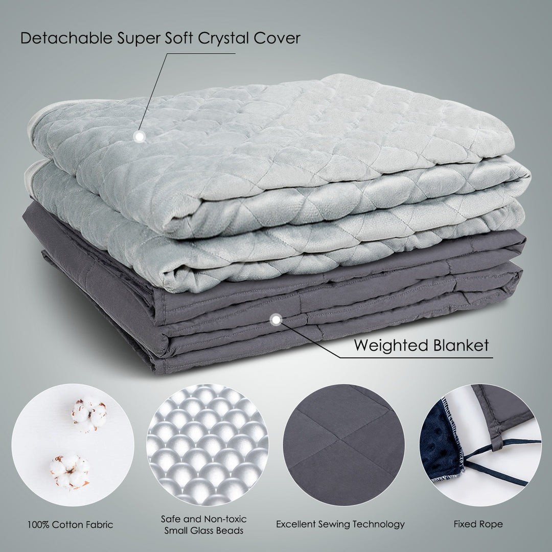 15lbs20lbs25lbs Weighted Blanket Queen/King Size 100% Cotton w/ Super Soft Crystal Cover Image 7