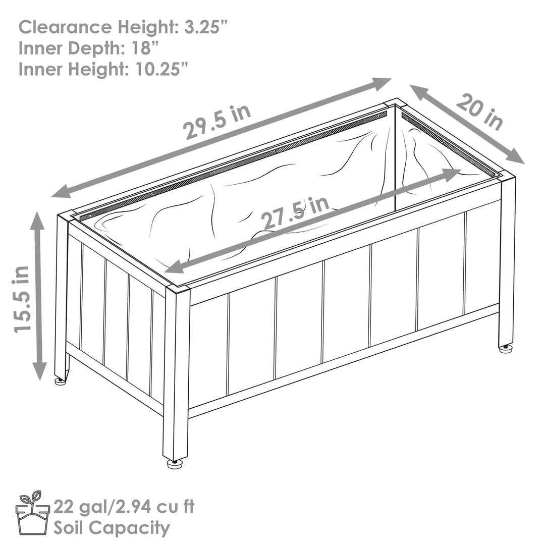 Sunnydaze Acacia Steel-Frame Planter Box with Planter Bag - 15.5" H - Gray Image 3