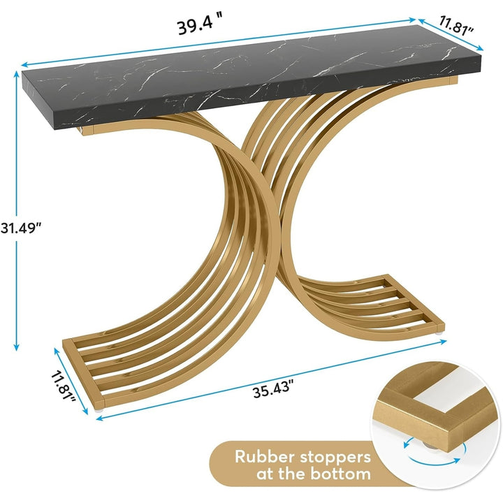 Tribesigns Entryway Console Table with Gold Metal Base, 39" Modern Foyer Entry Tables, Narrow Sofa Accent Table with Image 8