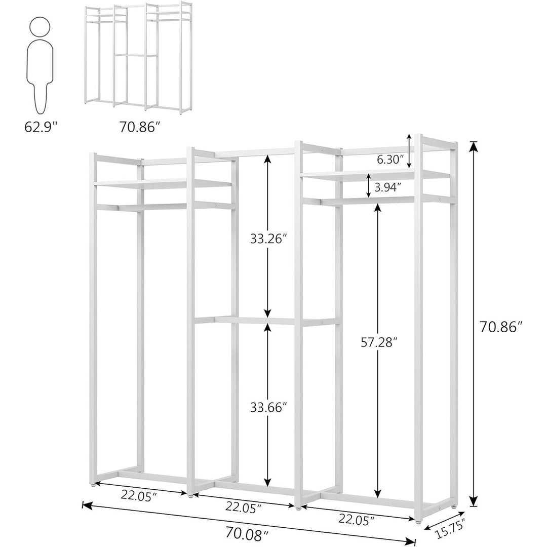 Tribesigns Heavy Duty Garment Rack Portable Clothes Organizer with Shelves Image 5