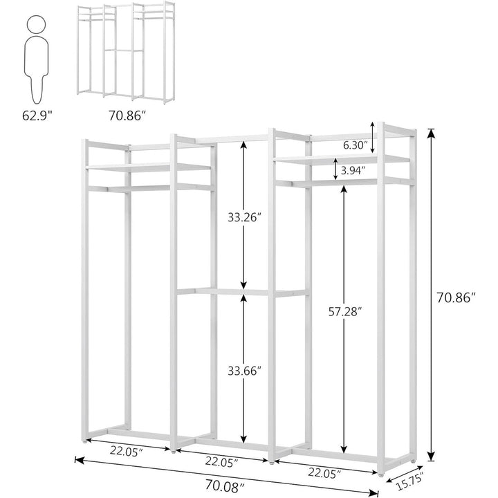 Tribesigns Heavy Duty Garment Rack Portable Clothes Organizer with Shelves Image 5