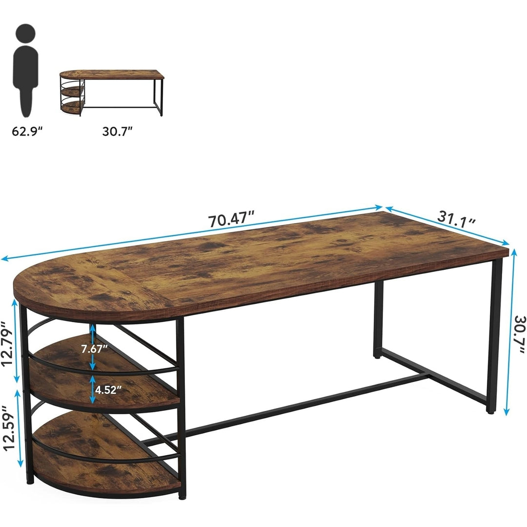 Tribesigns Dining Table for 4 with Storage Shelf, 3-Tiers Wood Kitchen Table 70.9" Long Dinner Table with Metal Frame Image 6
