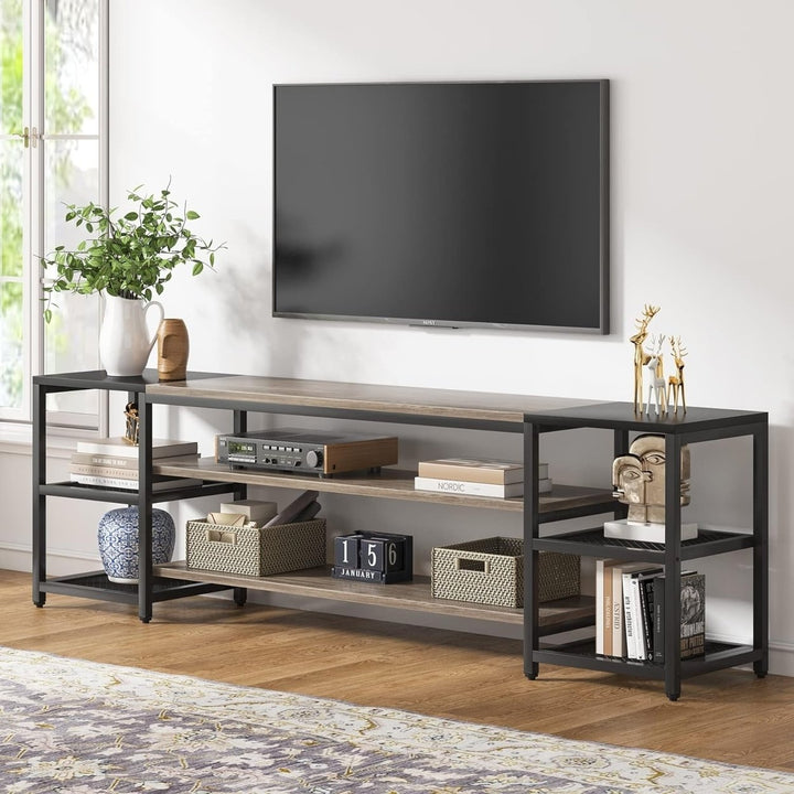 Tribesigns 78" TV Stand for TVs up to 85" Industrial Console with Storage Shelves Image 1