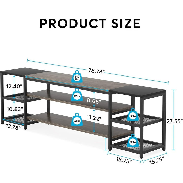 Tribesigns 78" TV Stand for TVs up to 85" Industrial Console with Storage Shelves Image 4