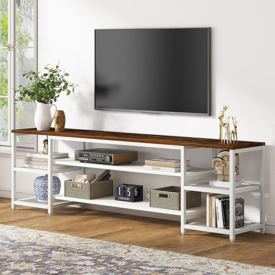 Tribesigns 78" TV Stand for TVs up to 85" Industrial Console with Storage Shelves Image 5