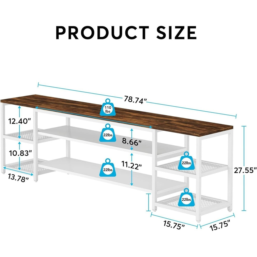 Tribesigns 78" TV Stand for TVs up to 85" Industrial Console with Storage Shelves Image 8