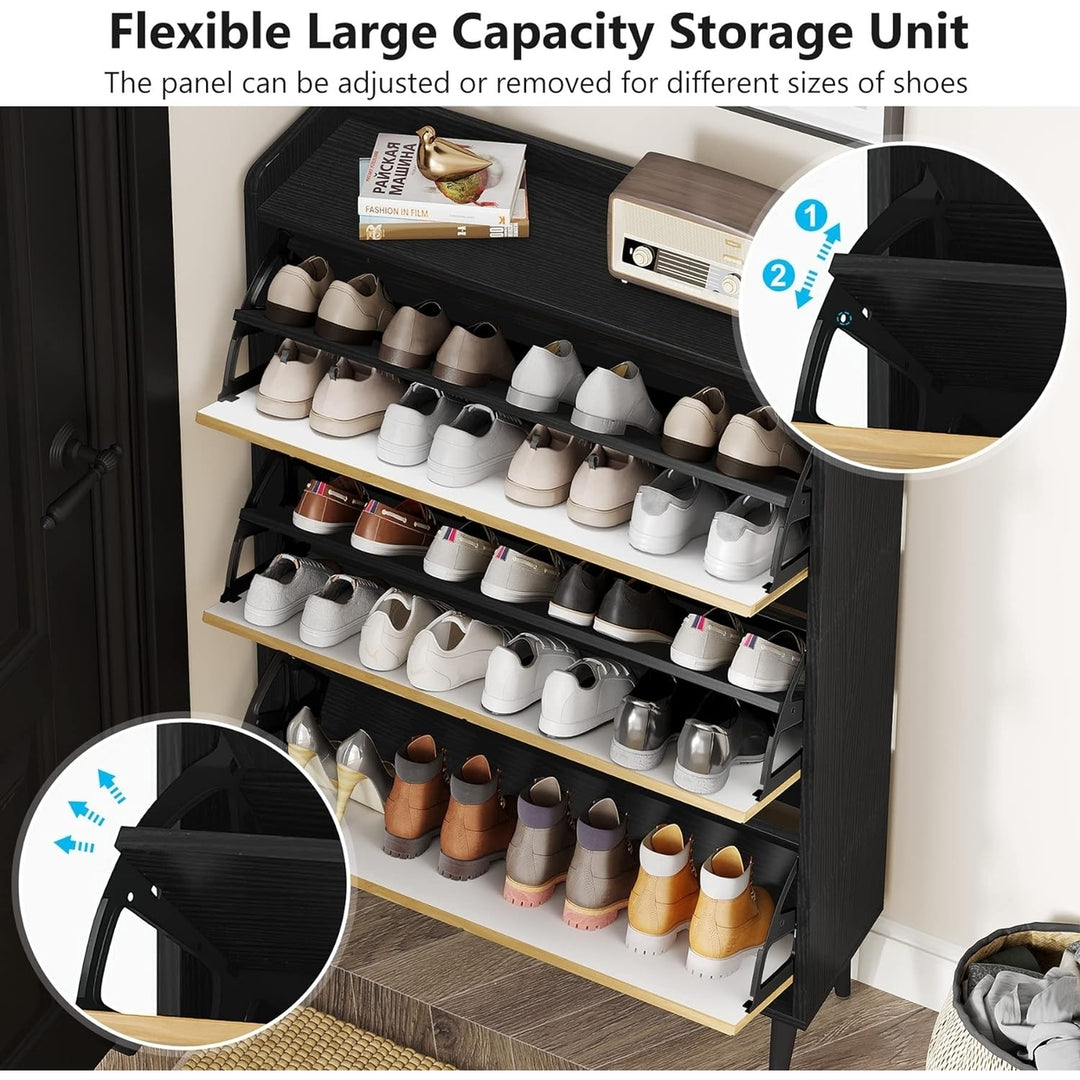 Tribesigns Shoe Cabinet for Entryway, Slim Shoe Storage Cabinet with 3 Flip Drawers, Hidden Shoe Rack Organizer with Image 4