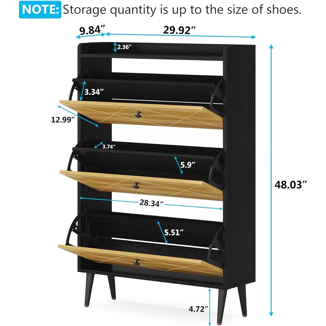 Tribesigns Shoe Cabinet for Entryway, Slim Shoe Storage Cabinet with 3 Flip Drawers, Hidden Shoe Rack Organizer with Image 6