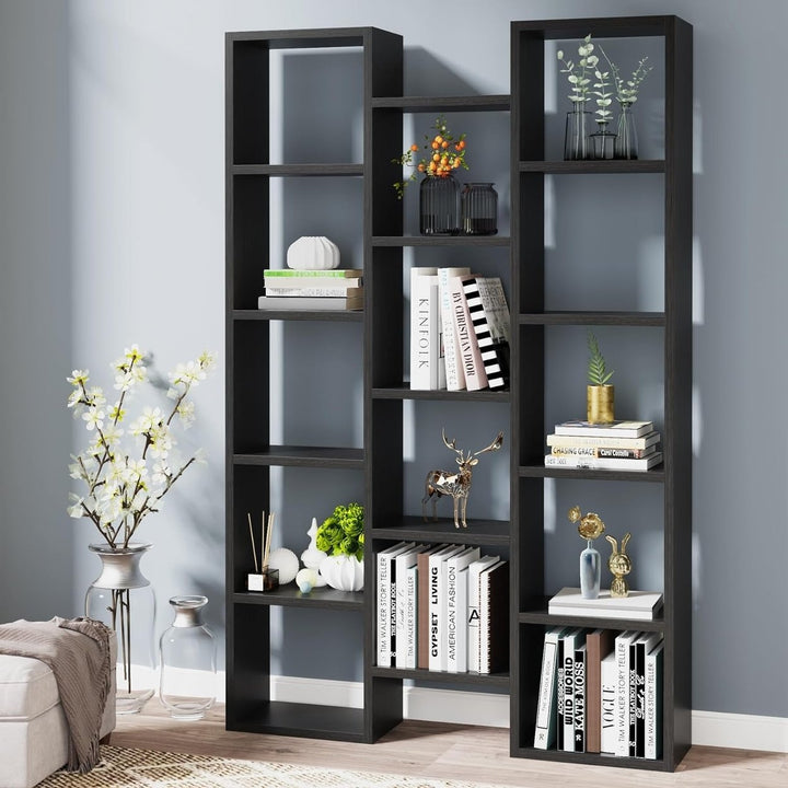 Tribesigns Modern 5-Shelf Bookcase Wooden Storage Organizer 14-Cube Bookshelf Image 1