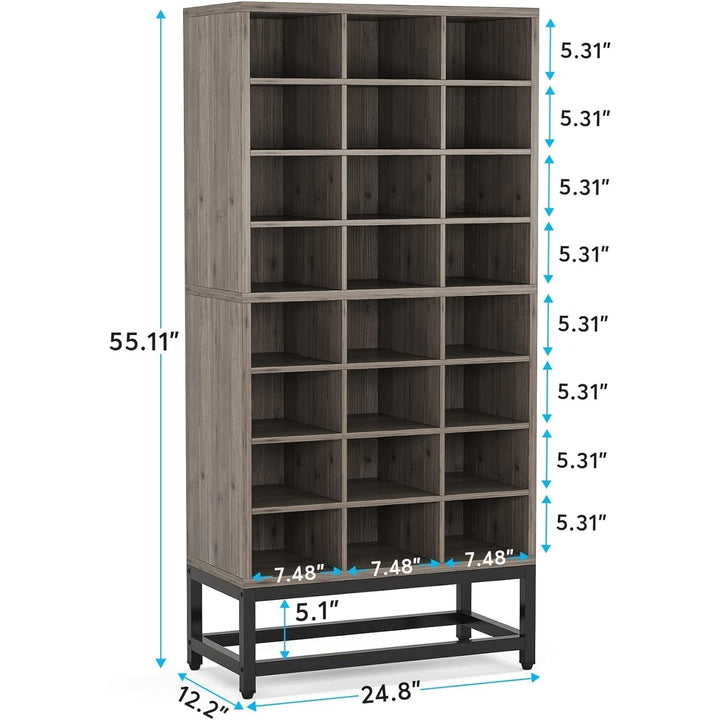 Tribesigns 8-Tier Shoe Storage Cabinet, Freestanding Wooden Shoe Rack with 24 Cubbies, Tall Shoe Organizer Rack with Image 7